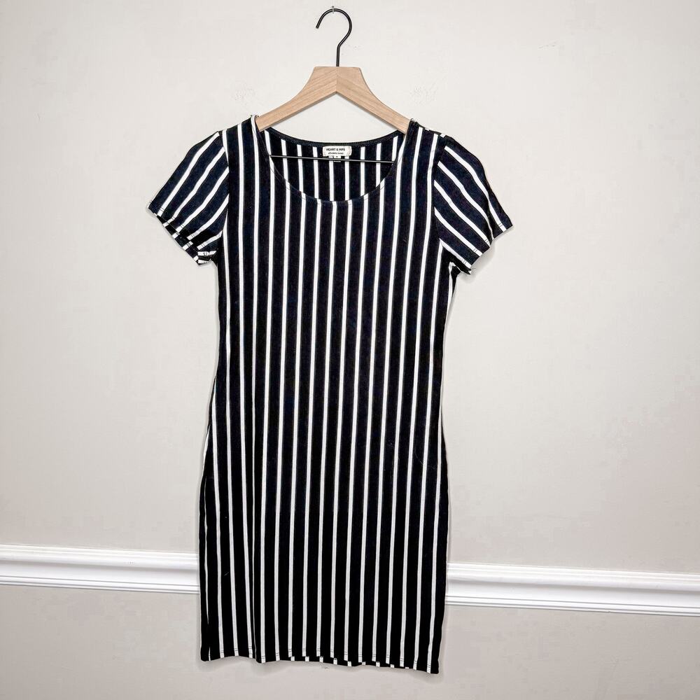 NWOT Heart & Hips Black & White Striped Bodycon Dress